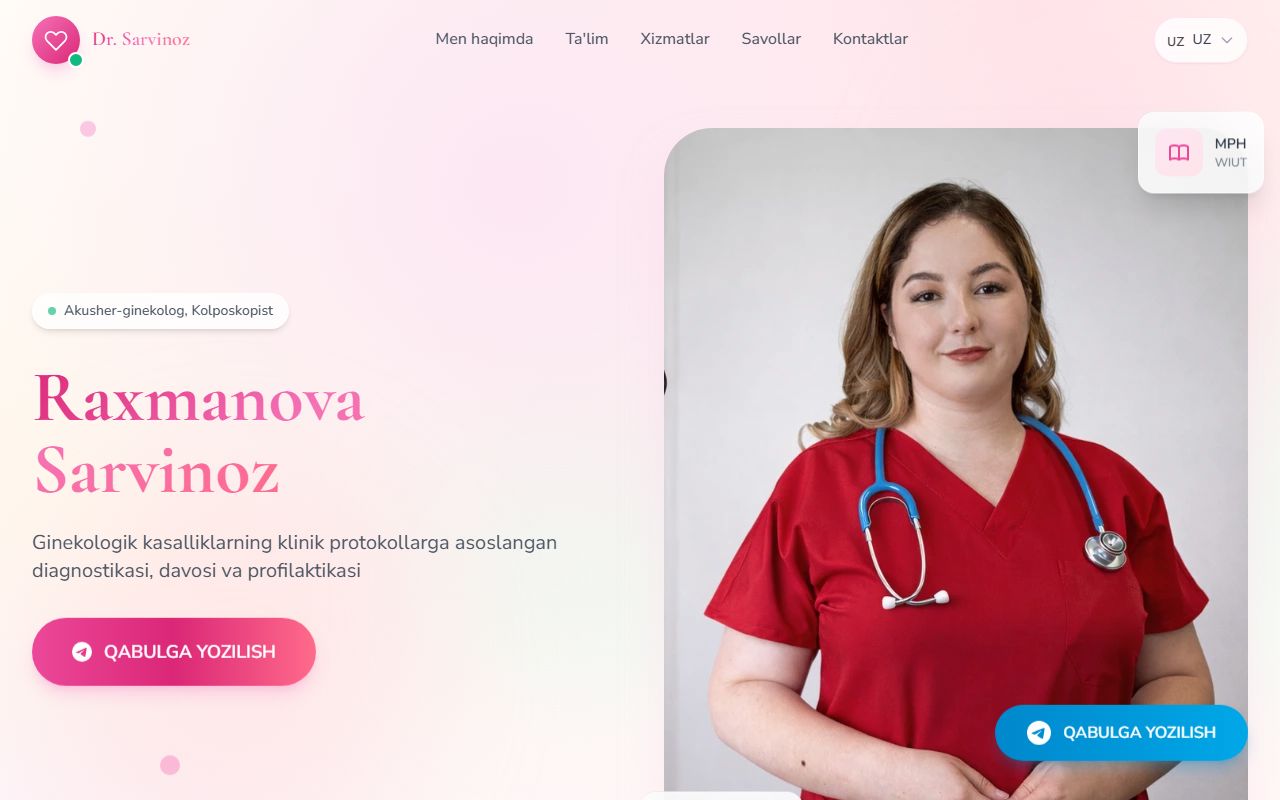 Dr. Sarvinoz — Shifokor sayti